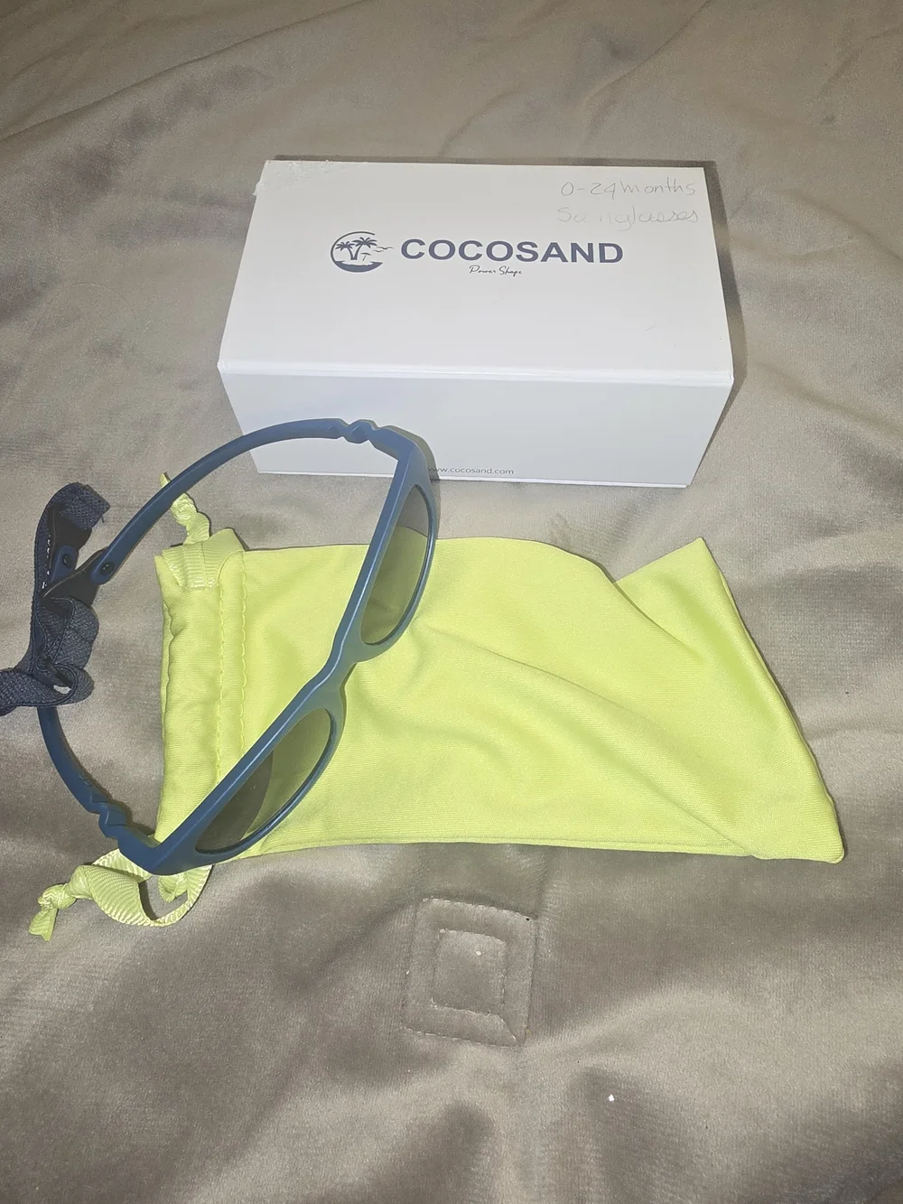Kids Blue Sunglasses with Neon Yellow Pouch